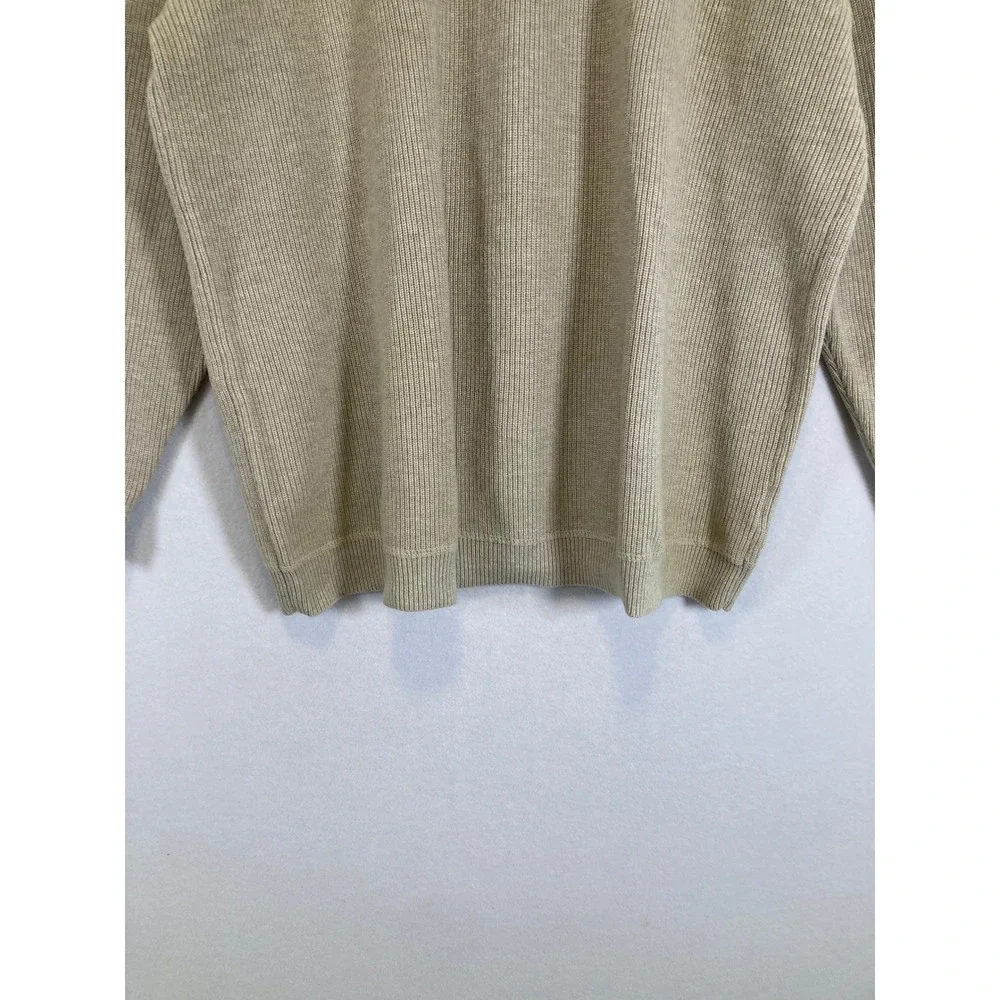 Coastal Grandpa Eddie Bauer Mens XXL Beige Ribbed Cotton Crew Neck Sweater‎